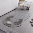 thumbnail image 1 of Qianha Mall 32"X16" Foot Scrubber Shower Mat with Pumice Feet Scrub Stone, Oval Bathtub Mat with Antislip Suction Cups and Drain Holes, Non Slip Bath Mat with A Pumice Stone for Feet Massage, 1 of 9