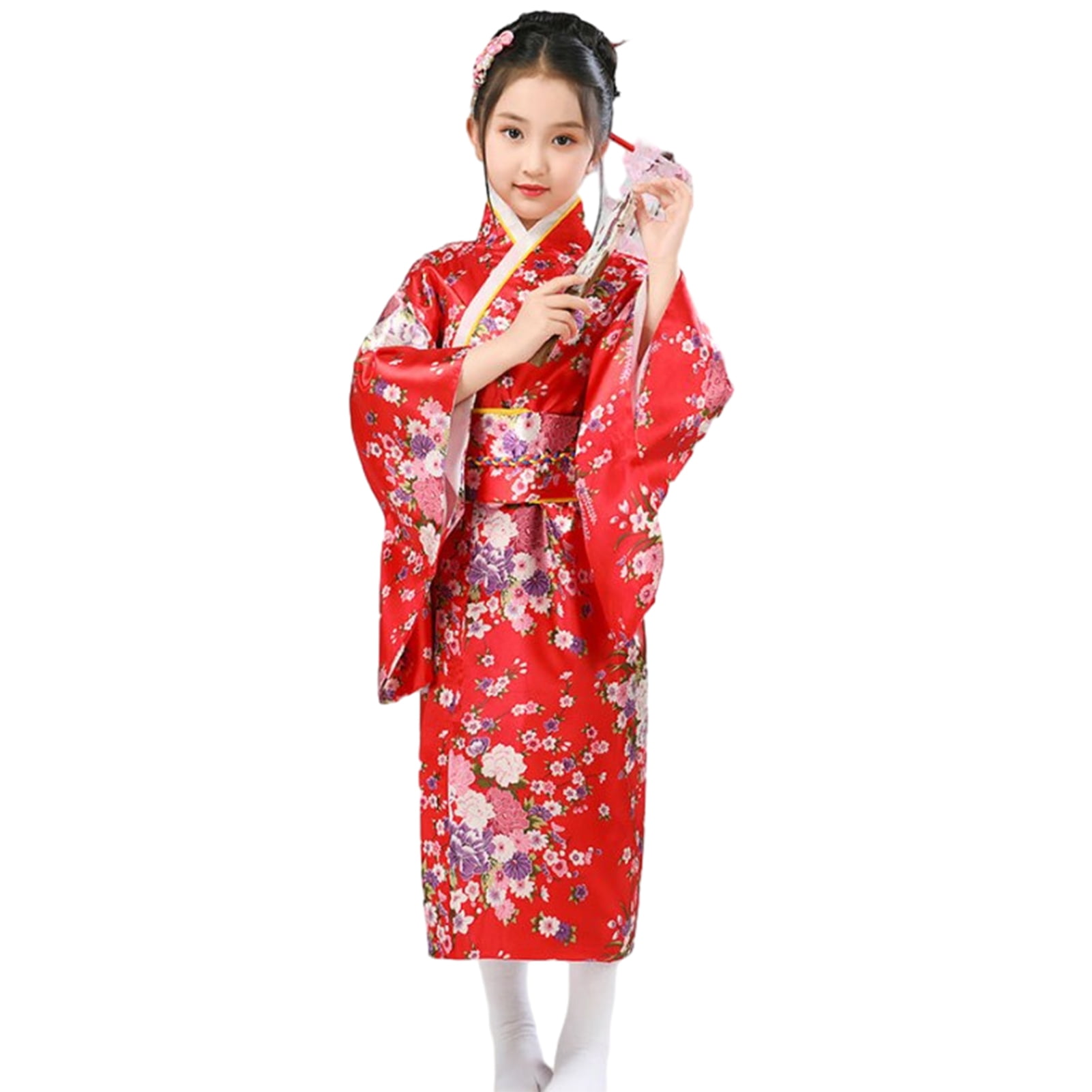 Qianha Mall Bright Colored Kimono Japanese Kimono Dress Vibrant Cherry ...