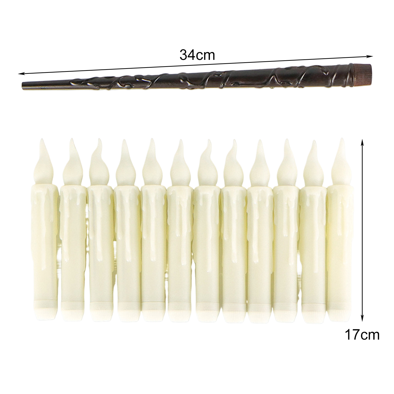 Qianha Mall Flameless Taper Candles with Wand Remote 1 Set Candle Light