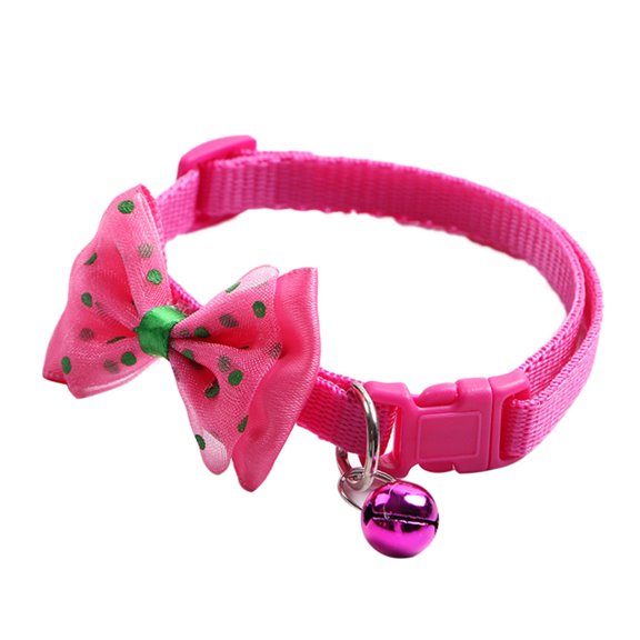 Qianha Mall Pet Collar Dot Print Bowknot Adjustable Nylon Dog Puppy Bell Bow Neck Strap Necklace for Pet