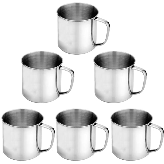 Qianha Mall Stainless Steel Coffee Cup with Handle 6 Pcs Camping Cup 6.7oz Stainless Steel Espresso Cups,Metal Shot Glasses Tea Mug Cup Great for Outdoor Events Picnics Party