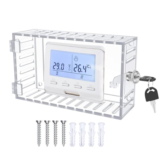 Qianha Mall Thermostat Security Box Protect Thermostat with A Key Lock Transparent Cover Easy Installation Universal Fit Thermostat Cover