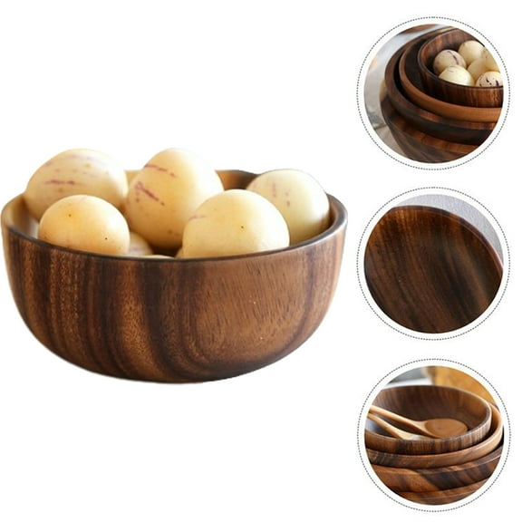 Qianha Mall Wooden Salad Bowl,Wood Fruit Bowl for Fruits or Salads,Salad Bowl for Buddha Popcorn,Serving Dishes,Breakfast,Decoration,Party