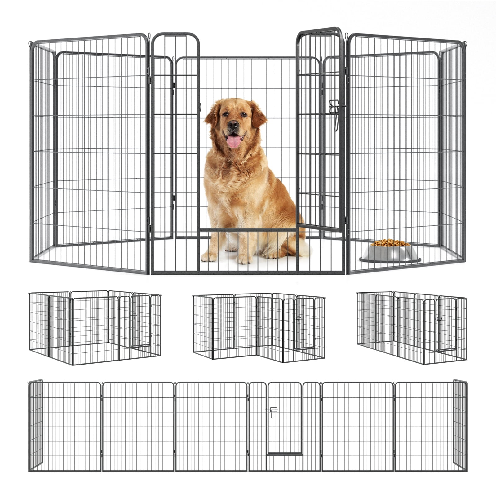 "Qianruida Metal Pet Playpen, 8 Panels, Foldable, Puppy Exercise Yard ...