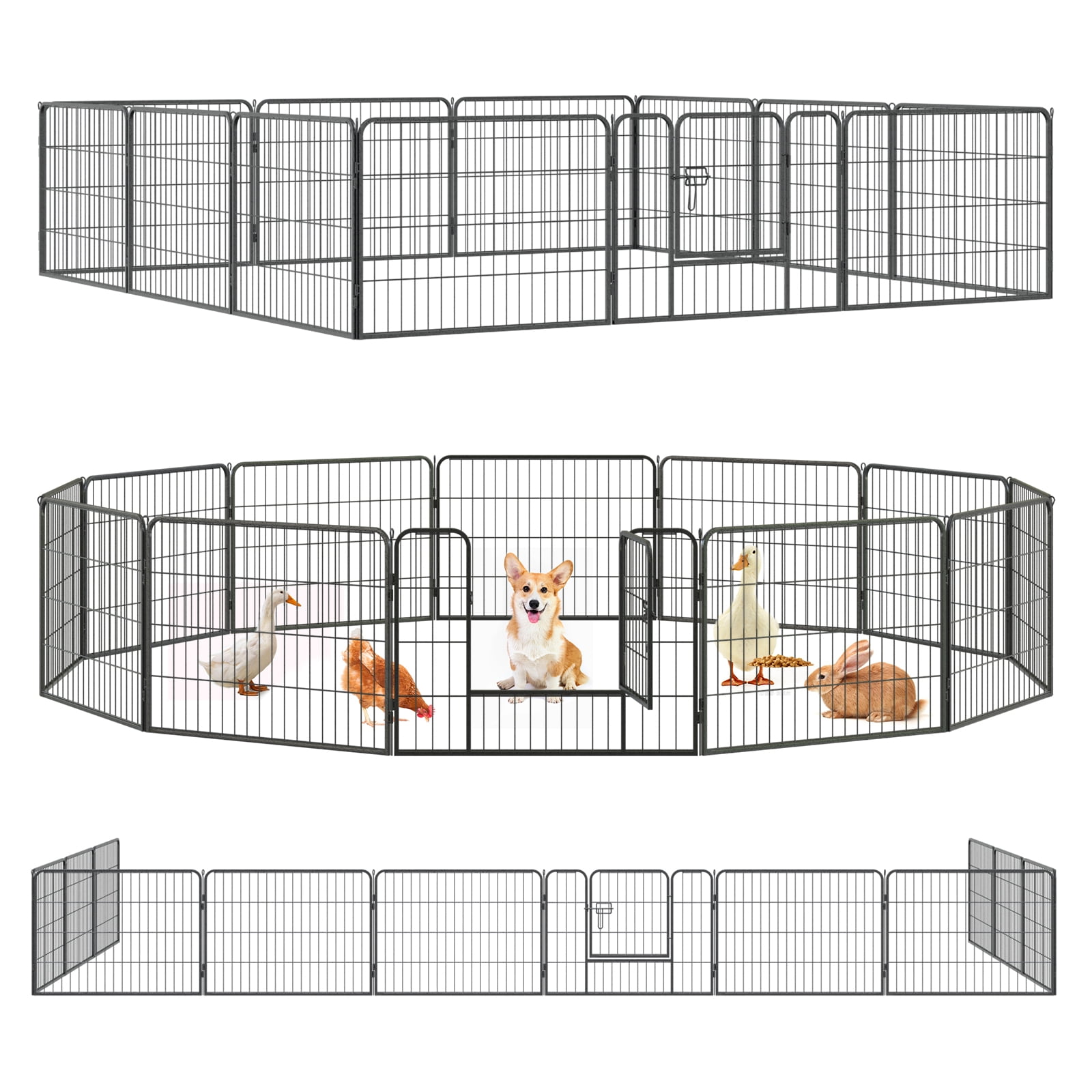 Qianruida Dog Playpen Indoor & Outdoor, 12 Panels 24"H Dog Fence Heavy ...