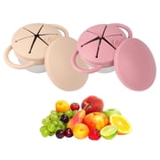 Qianwei 2-Pack Stainless Steel Snack Containers for Toddlers with Spill-Proof Silicone Lids & Handles - 3-in-1 Baby Snack Cups, No-Spill Toddler Snack Box, Perfect for On-The-Go Healthy Eating