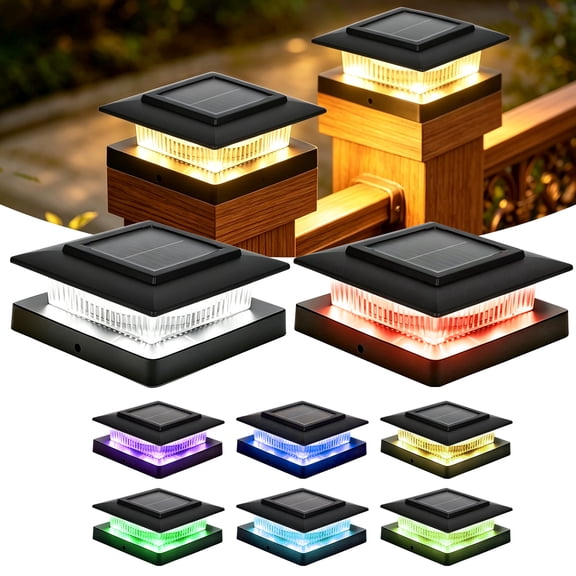 Qianwei 8 Pack Solar Post Cap Lights Outdoor Waterproof, Solar Fence Post Lights 13 Lighting Modes for 4x4 or 3.5x3.5 Wood Deck Railing Porch Mailbox, IP65 Waterproof