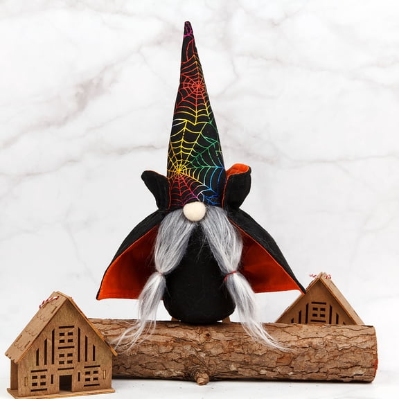 Qianying All Saints'Day Vampire Doll, Ghost Festival Cloak Pointy Hat, Faceless Black Witch Ornament, Holiday Doll Decoration (Witch Model)