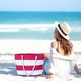 thumbnail image 1 of Qianying Large Beach tote Bag Tropical Summer Striped Women Sandproof Zipper Grocery Shoulder Bag for Pool Gym Grocery Travel with Zipper Pocket, 1 of 1