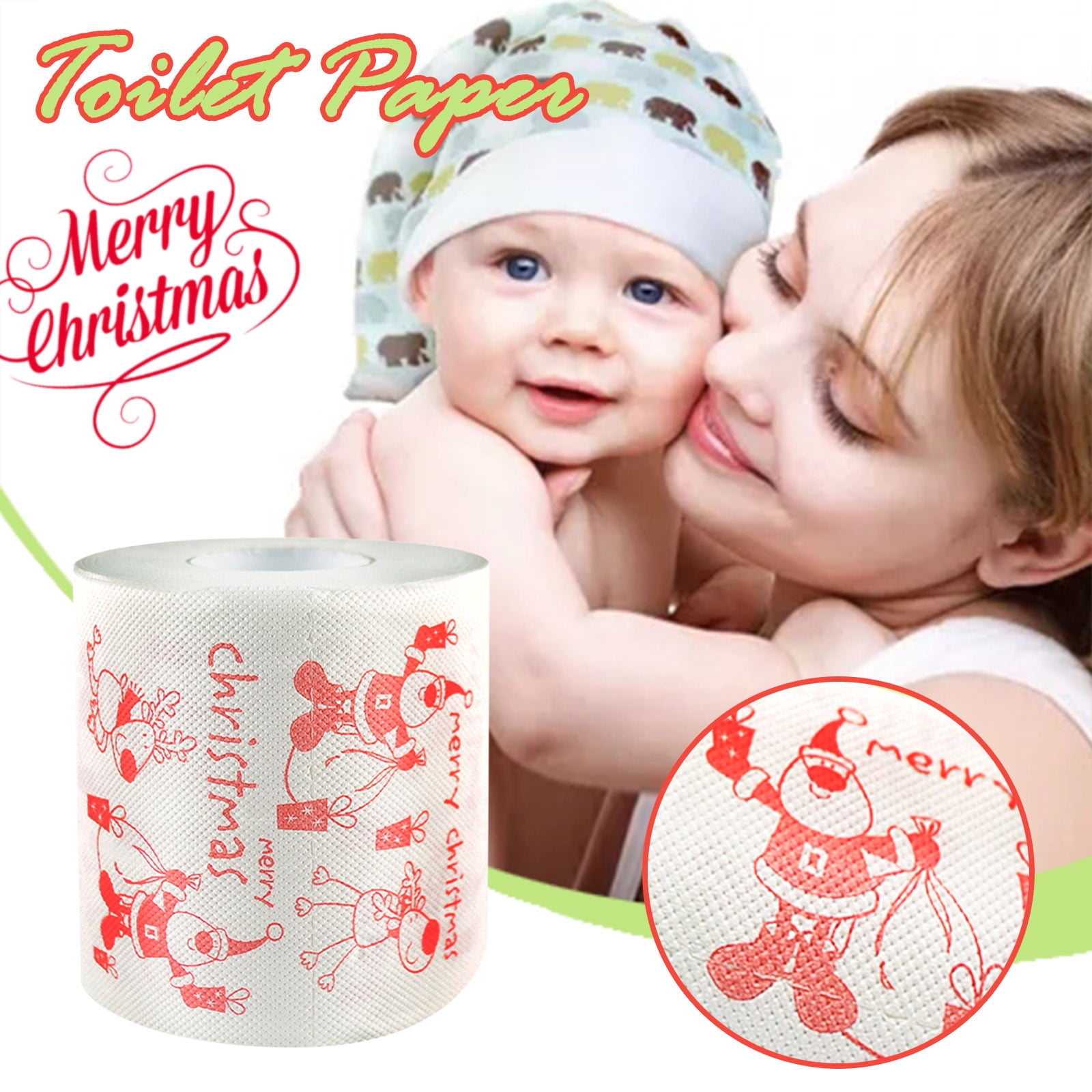 Qianying Merry Christmas Santa Claus Toilet Paper Tissue Wood Pulp