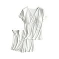 thumbnail image 1 of Qiaocaity Blouses for Women, Tops for 2024, Pregnant Womens Nursing Color Round Neck Short Sleeve Round Neck Breastfeeding Blouse Shorts Two Piece Set White 3XL, 1 of 4