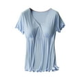 thumbnail image 1 of Qiaocaity Blouses for Women, Tops for 2024, Pregnant Womens Nursing Color Round Neck Short Sleeve Round Neck Breastfeeding Blouse Blue 2XL, 1 of 3