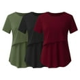 thumbnail image 1 of Qiaocaity Blouses for Women, Tops for 2024, Pregnant Womens Nursing Solid Color Round Neck Short Sleeve Round Neck Breastfeeding Blouse Army Green L, 1 of 5