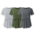 thumbnail image 1 of Qiaocaity Blouses for Women, Tops for 2024, Pregnant Womens Nursing Solid Color Round Neck Short Sleeve Round Neck Breastfeeding Blouse Army Green M, 1 of 5