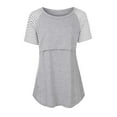 thumbnail image 1 of Qiaocaity Blouses for Women, Tops for 2024, Womens Nursing Round Neck Stripe Short Sleeve Round Neck Breastfeeding Blouse Gray XL, 1 of 5