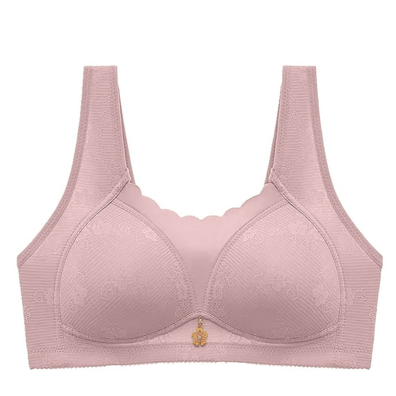 Qiaocaity Bra for Women, Woman Color Thin and Steel Hoop Gathered Breathable Underwear for Daily Bras Pink