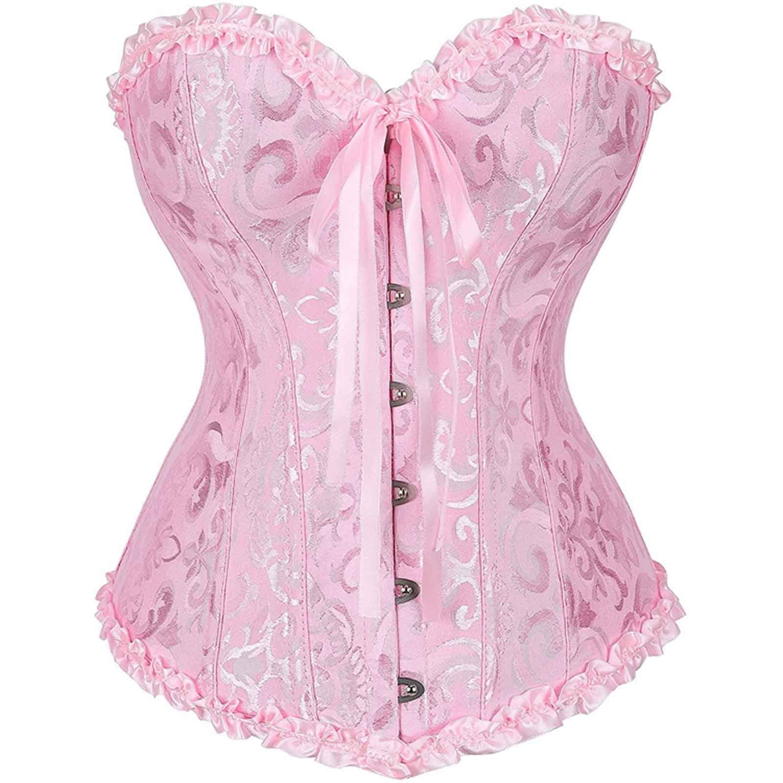 corset underwear for wedding dress Qiaocaity Corset Wedding Dress Bottoming Underwear Body Sculpting Gothic  Vest Court Corset Corset, Christmas Gifts, Pink M