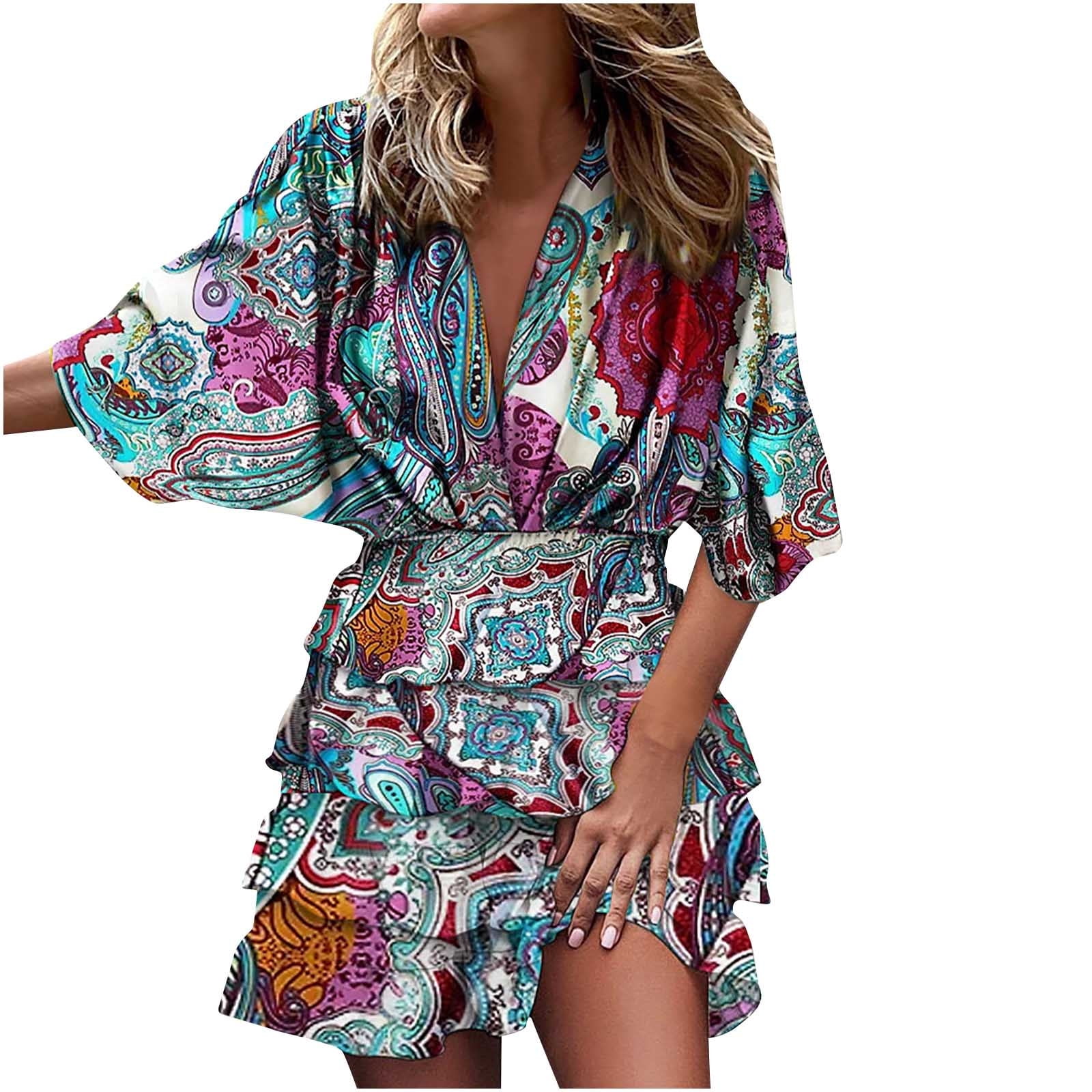 CUPSHE Women's Paisley Mini Fall Dress - Collared Neck, Ruffle Poet Sleeves, Front Button, Waist Tie - View #4