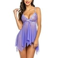thumbnail image 1 of Qiaocaity Pajamas for Women, Women Lingerie Silk Satin Nightgown V-Neck Camisole Nightdress Lace Up Babydoll Nightwear Soft Sleepwear Full Slip Loungewear, Gifts for Women, Purple, L, 1 of 7
