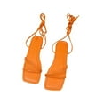 thumbnail image 1 of Qiaocaity Sandals for Women Casual Fashion Party Summer Sandals Open Toe Side Lace-up with Style Flat Sandals Orange Size 6.5, 1 of 4