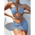 thumbnail image 1 of Qiaocaity Swimsuit for Women, Ladies Sling High Waist Shorts Costume 3 Piece Swimsuit Split Light blue M, 1 of 4