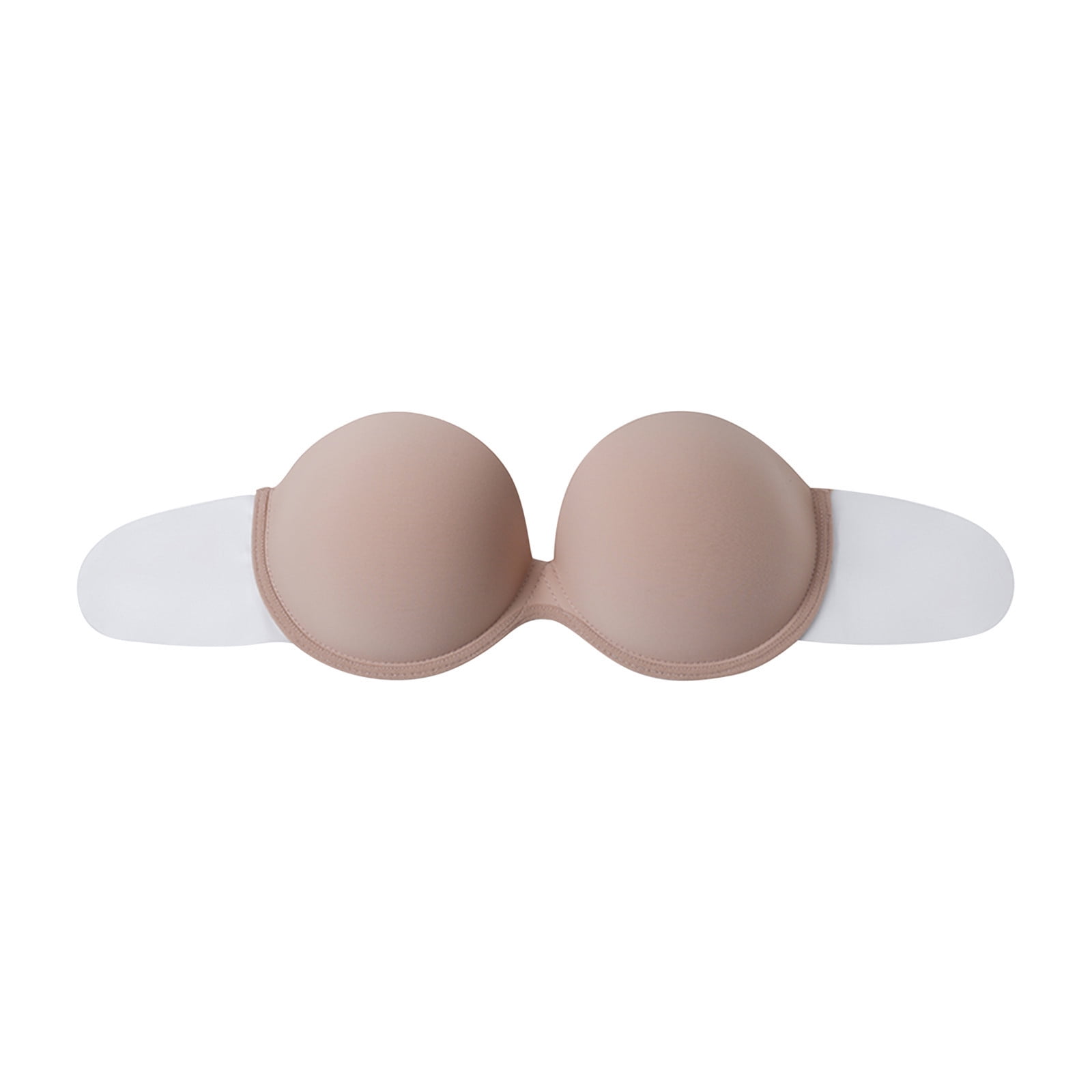 Qiaocaity Women Bras High Support Underwear Ladies Strapless Gathering Invisible  Bra Glossy Breast Stickers Seamless Bra Silicone Underwear Beige 2XL 