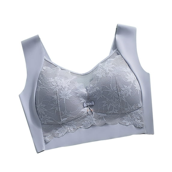 Qiaocaity Women Bras High Support Underwear Women Fashion Sports Lace Bra Wire Free Underwear One-Piece Bra Everyday Underwear Blue M