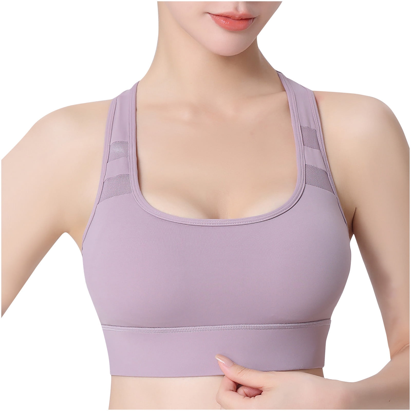 Qiaocaity Women Bras High Support Underwear Women's Sports Underwear Fitness  Yoga Quick-drying Shockproof Vest Running Sports Bra Purple 2XL 