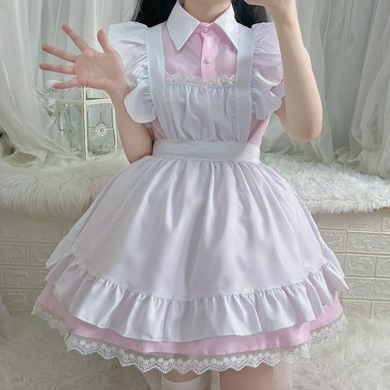 Qiaocaity Women Lovely Maid Dresses Animation Show Japanese Outfit Dress  Clothes, Christmas Gifts, Pink L 