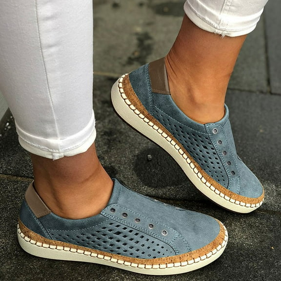 Qiaocaity Women Shoes on Clearance, Up to 20% off, Women's Slip On Shoes Slip-On Comfort Fashion Comfortable for Walking Sneakers Slip On Shoes Blue 38