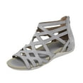 thumbnail image 1 of Qiaocaity Women's Sandals Flat Bottomed Strappy Open-toe Shoes Gray Size 7, 1 of 6