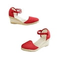 thumbnail image 1 of Qiaocaity Women's Sandals Wedge Heel Closed Toe Platform Sandals Red Size 6, 1 of 6