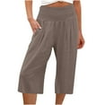 thumbnail image 1 of Qiaocaity Women's Wide Leg Pants High Waist Loose Straight Pants Capri Casual Pants Plus Size Summer Pants Khaki, 1 of 5