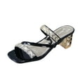 thumbnail image 1 of Qiaocaity Wonens Sandals with Thick Heels Square Head Slippers Black Size 8.5, 1 of 6