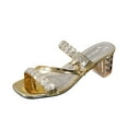 thumbnail image 1 of Qiaocaity Wonens Sandals with Thick Heels Square Head Slippers Gold Size 6, 1 of 6