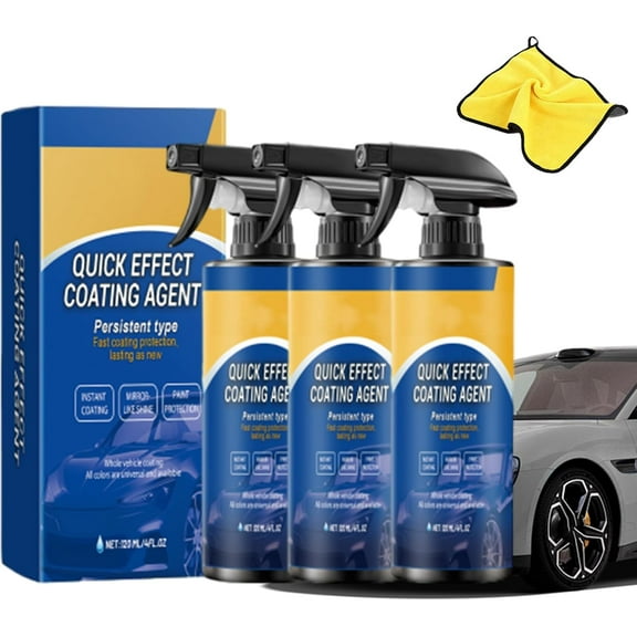 Qiawi Quick Effect Coating Agent, Qiawi Car Shield Spray, Car Paint Sealant Spray for High Gloss Shine and Hydrophobic Protection, Fast Acting Ceramic Coating for Auto Detailing (1pcs) (3pcs)