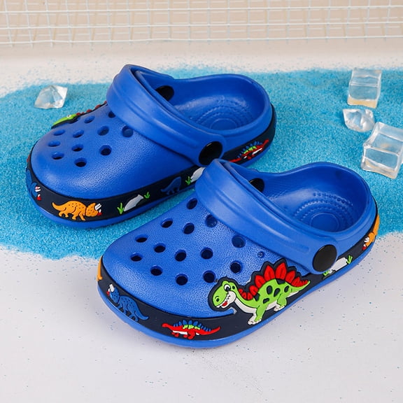 Qicasul Boys Garden Clogs Shoes Boys Slippers for Kids Breathable Summer Beach Shoes -on Soft Sole Casual Footwear Blue US Size:12