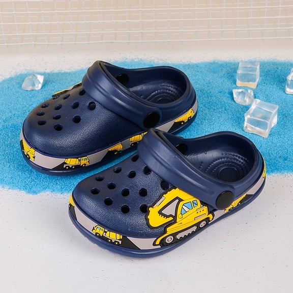 Qicasul Boys Garden Clogs Shoes Boys Slippers for Kids Breathable Summer Beach Shoes -on Soft Sole Casual Footwear Navy US Size:10.5