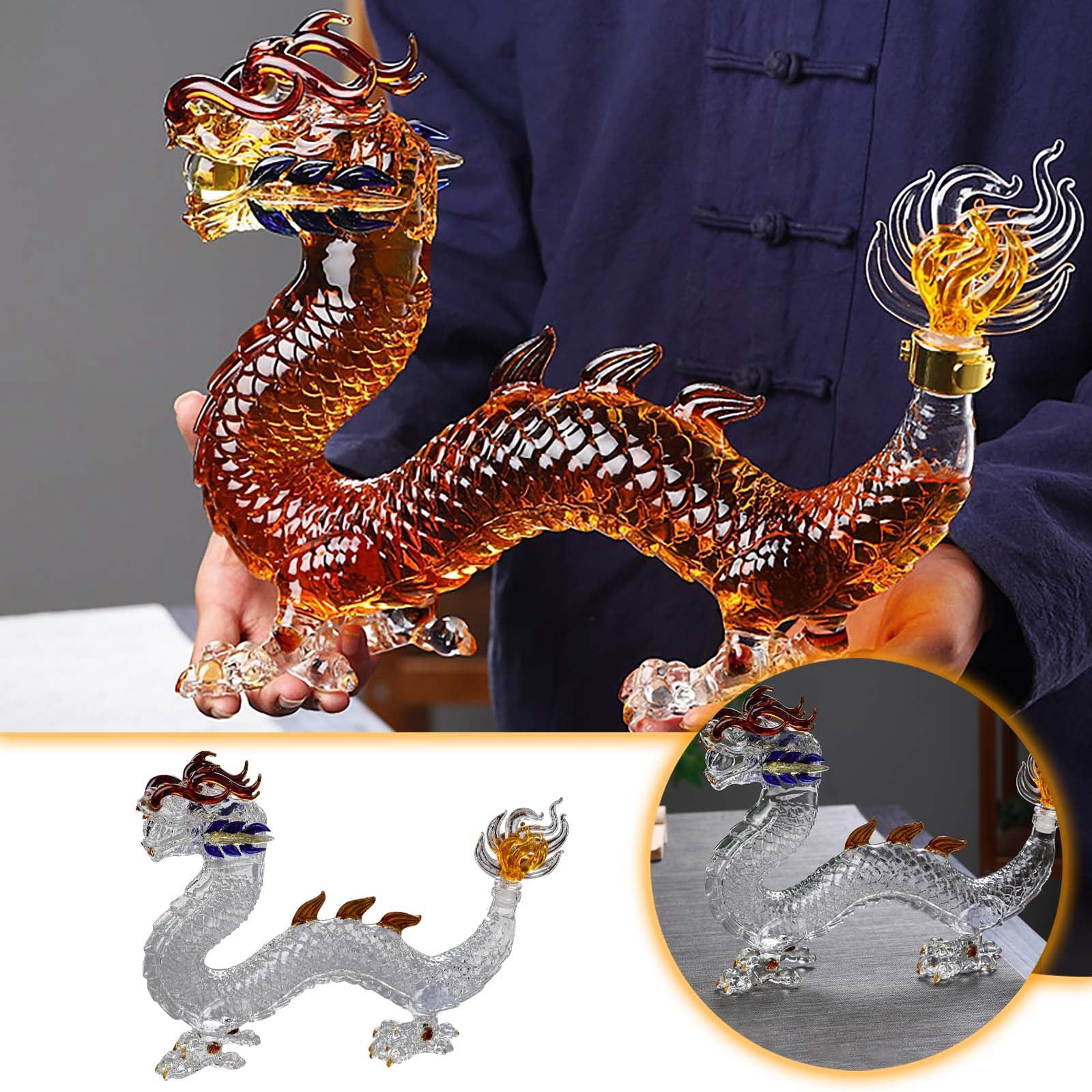 Qicasul Dragon Drinking 2024 Zodiac Dragon Whiskey Set Reusable Dragon