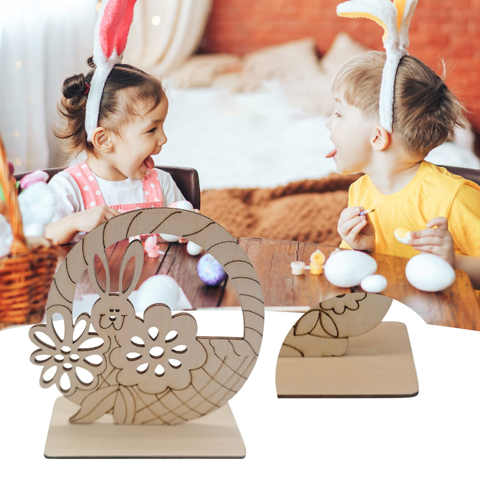 Qicasul Easter Wooden Bunny S Unfinished Wooden Bunny Easter Rabbit S