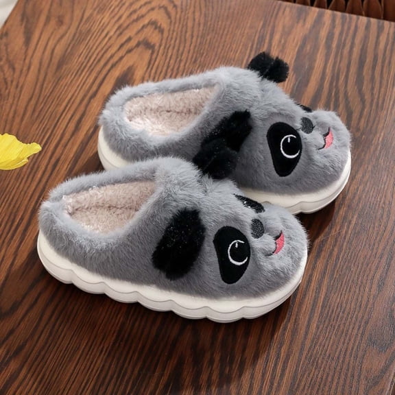 Qicasul Girls Slippers Cozy Cartoon Warm Home Footwear for Children And Kids Indoor Use Perfect Autumn And Winter for Ages 3 10 Grey
