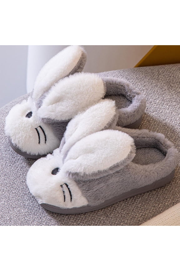 Girls Slippers Kids Cartoon Bunny Slippers for Autumn And Winter Cozy Home Footwear for Boys And Girls Indoor Shoes for Children Ages 5 12 Grey US Size:2