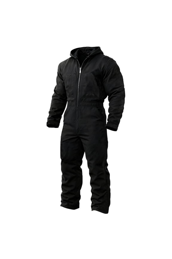 Men Suits for Black Work Jumpsuit With Hood Long Sleeve Full Coverall For Cold Weather Outdoor Activities Black XL