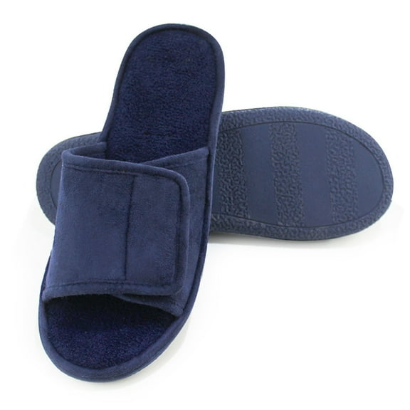 Qicasul Men's slipper Breathable Open Toe Washable Soft Sole Quiet Slippers for Indoor And Outdoor Comfortable Slides Navy US Size:9-10