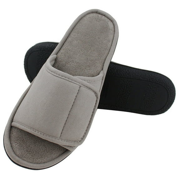 Qicasul Men's slipper Open Toe Breathable Slip On Slippers Machine Washable Soft Sole Quiet Comfort Indoor Outdoor Slides Light Gray US Size:13-14