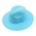 thumbnail image 1 of Qicasul Sun Straw Plain Hat Wide Brim Summer Hat Foldable Packable Floppy Beach Sun Hats Sky Blue, 1 of 4