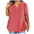 thumbnail image 1 of Qicasul Women T-Shirts for Female Fashion Top Color Block Gradient Print V Neck Top Shirt Short Sleeve Shirt Casual Loose Top Blouse Watermelon Red M, 1 of 6