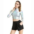 thumbnail image 1 of Qicasul Women T-Shirts for Female Long Sleeve Performance Shirt Slim Fit High Neck Glossy Coated Solid Color T Shirt For Dance Yoga Workout White M, 1 of 4