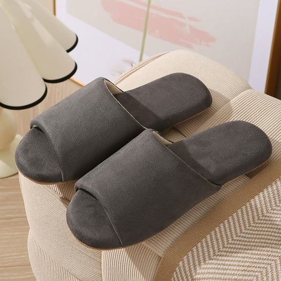 Qicasul Women's slipper Indoor Comfortable Slippers Open Toe Design for Year Round Use Soft Sole Indoor Shoes Quiet Footwear for Couples Ideal for Relaxation And Leisure Grey US Size:6.5