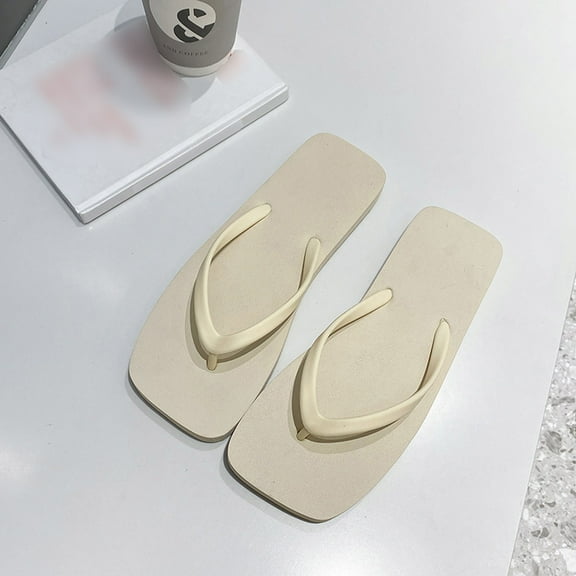Qicasul Women's slipper Slippers Comfortable Casual Flip Flops for Beach Summer Relaxation Soft Slip On Footwear Beige US Size:6